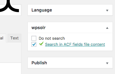 Select eh wpsolr metabox ACF option to index all ACF file type, at any level in the container hierarchy.