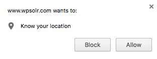 The browser asks geolocation location authorizaton
