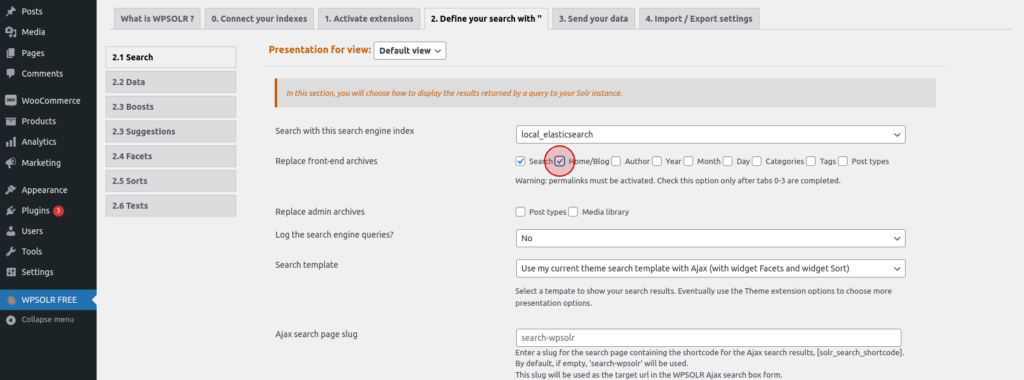 WPSolr replace WordPress archives with your custom search