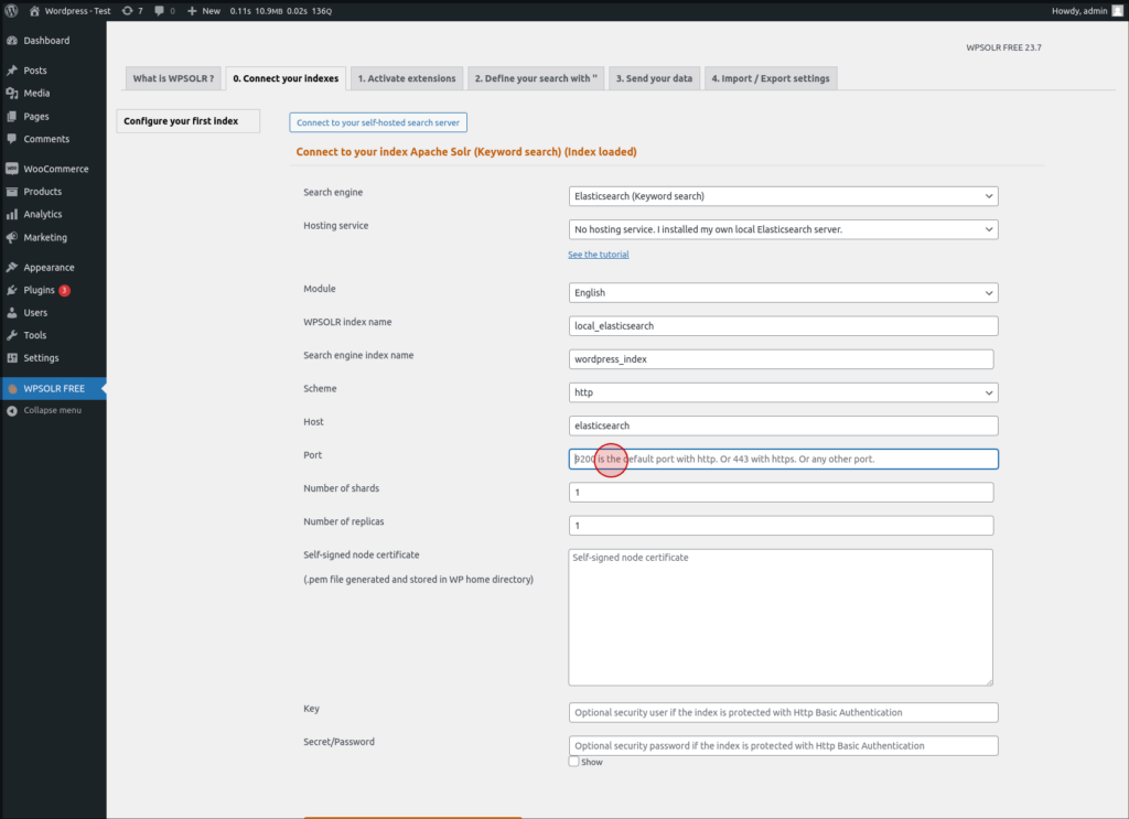 Set WPSolr port number