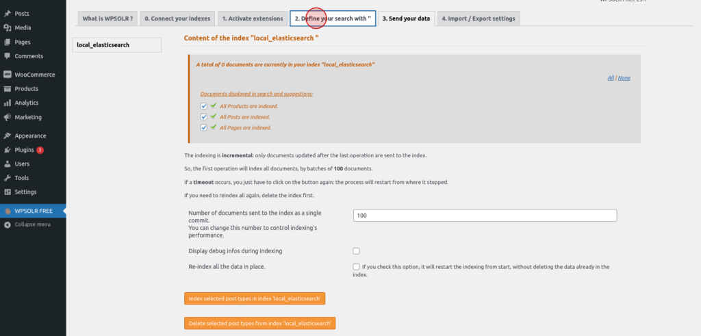 Open define your search tab