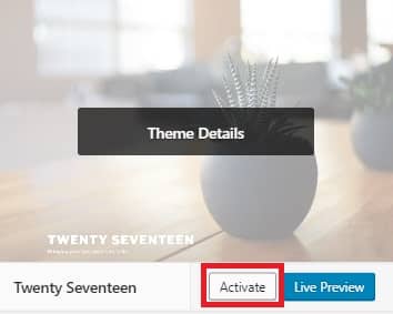 Activate a default WordPress theme such as Twenty Seventeen