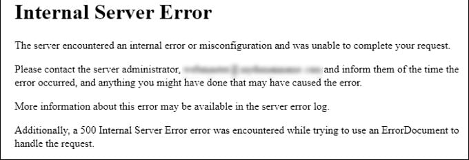 500 Internal Server Error