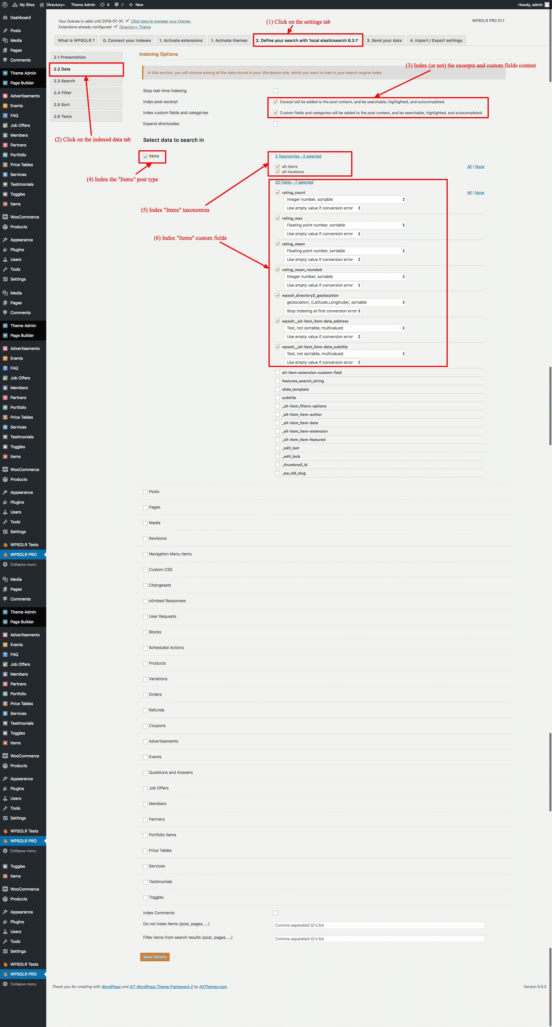 Directory+add-on: index items post type