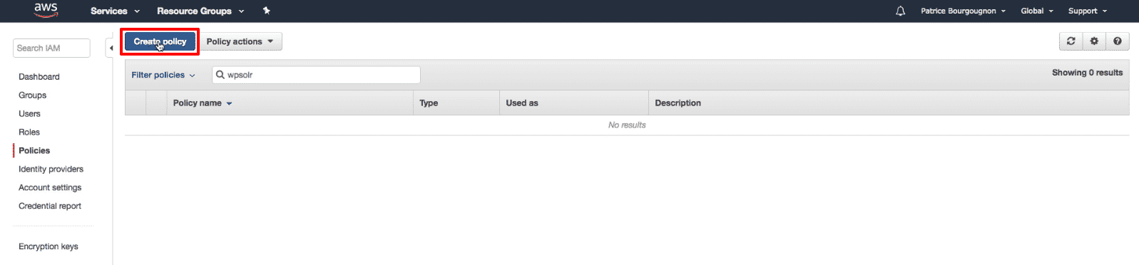 Image wpsolr-amazon-cluster-button-new-policy.png of Create an Amazon AWS Elasticsearch index