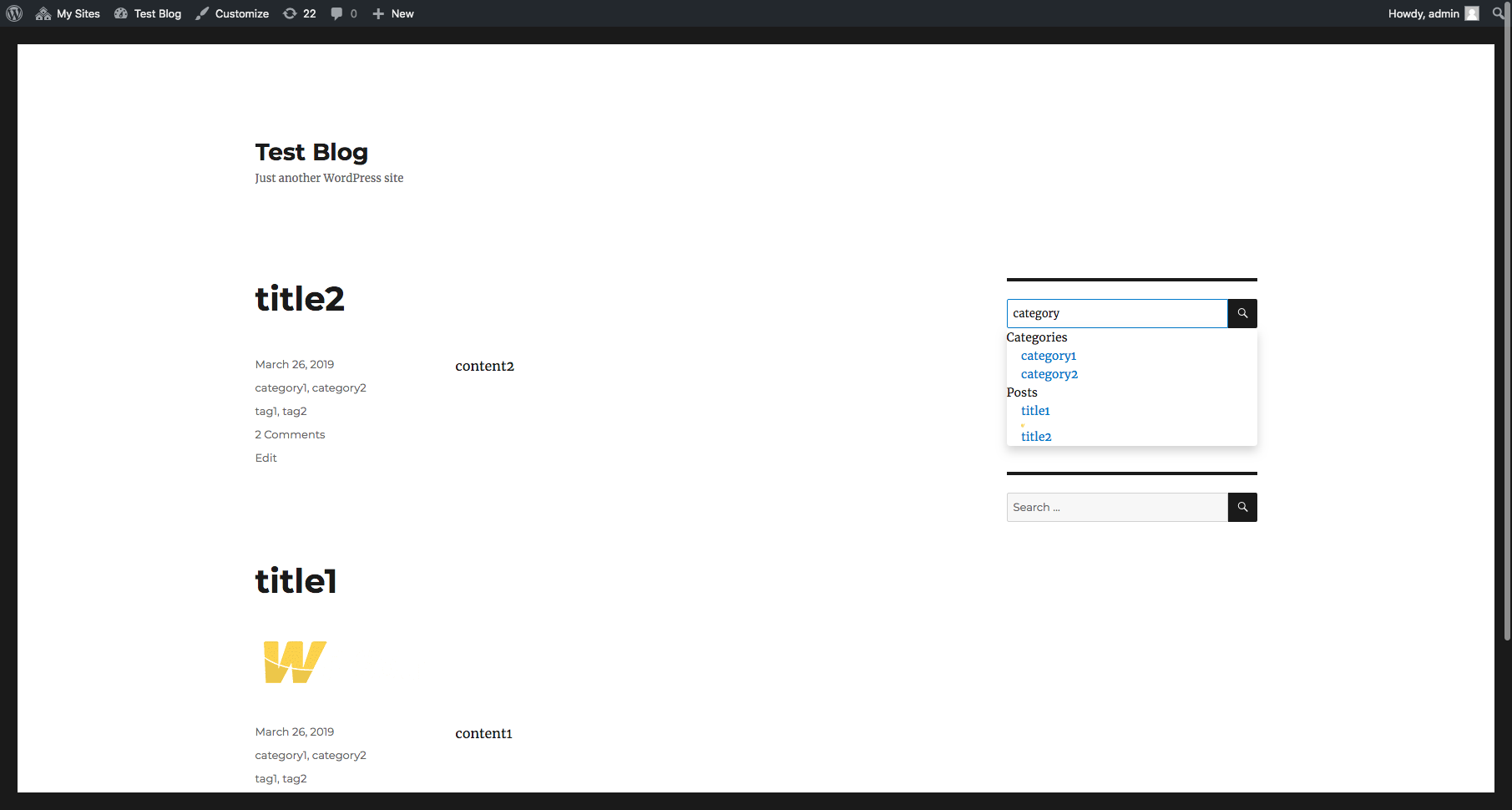WPSOLR front-end: suggestions showing taxonomies, grouped by content type