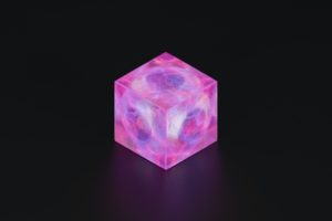 Abstract pink cube on black background