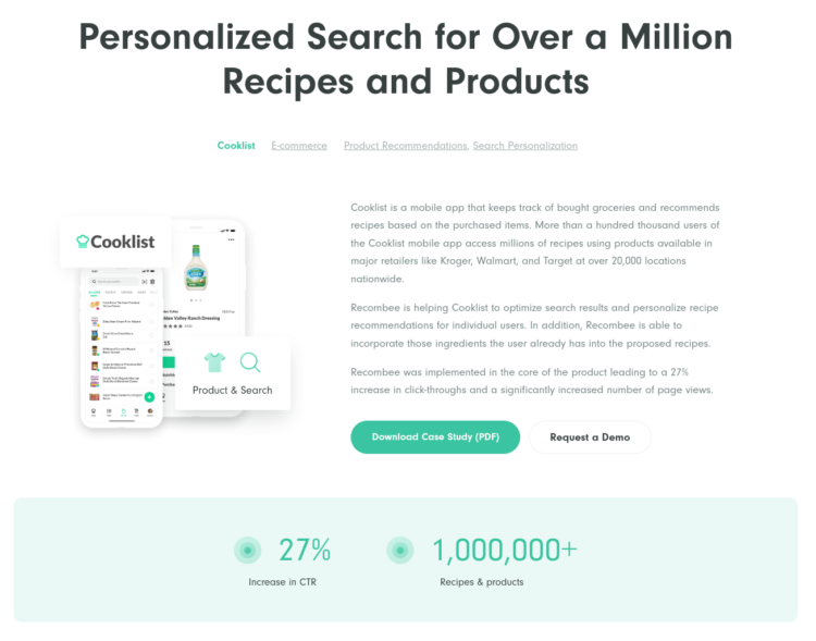 Cooklist (27% increase in CTR)
