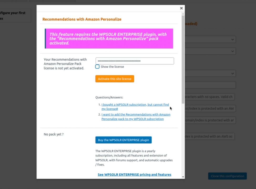 Image wpsolr-amazon-personalize-create-index-step-activate-license-engine.png of Amazon Personalize