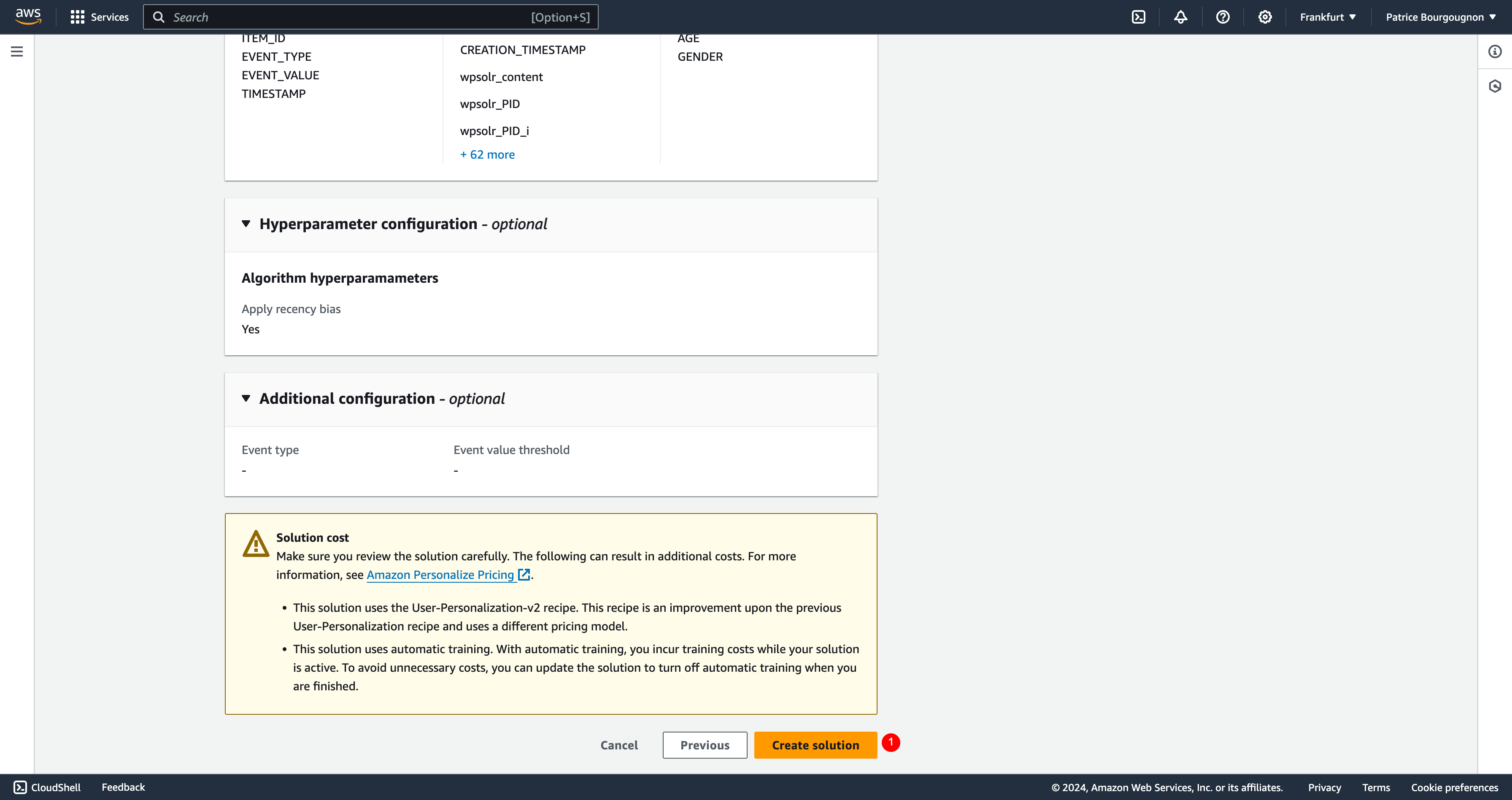 Image wpsolr-amazon-personalize-create-solution-end.png of Amazon Personalize