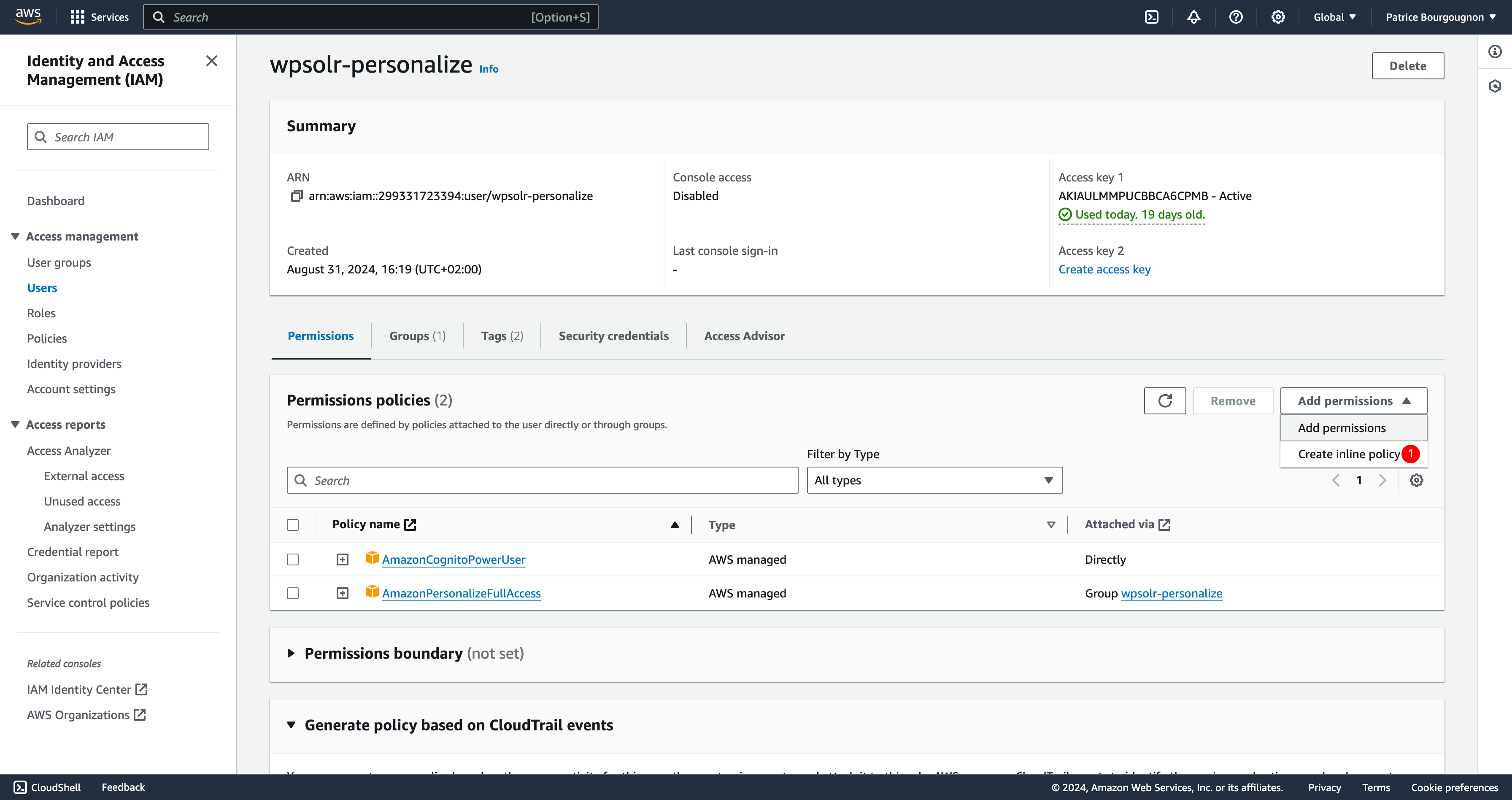 Image wpsolr-amazon-personalize-iam-add-role-policy-1.png of Amazon Personalize