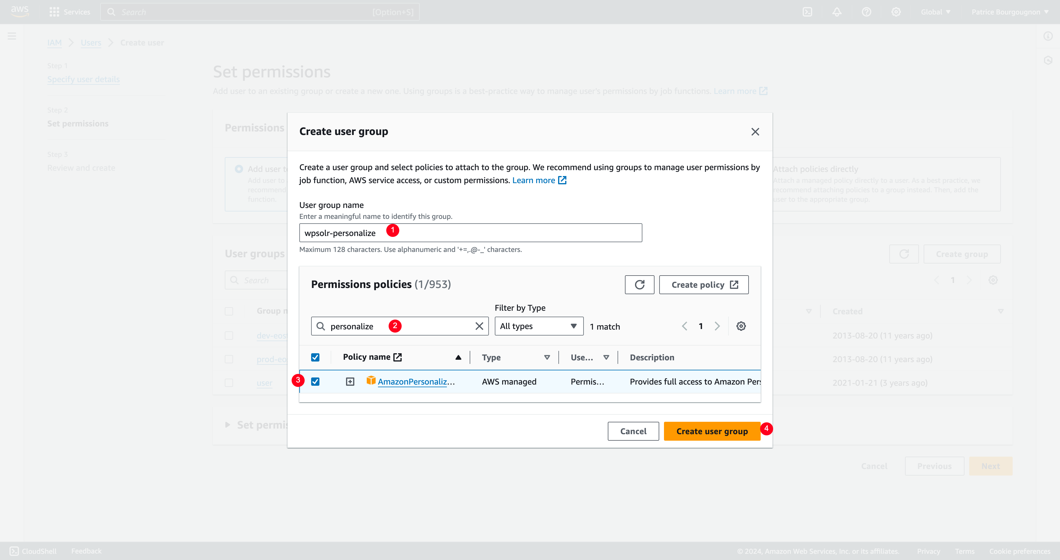 Image wpsolr-amazon-personalize-iam-user-group.png of Amazon Personalize