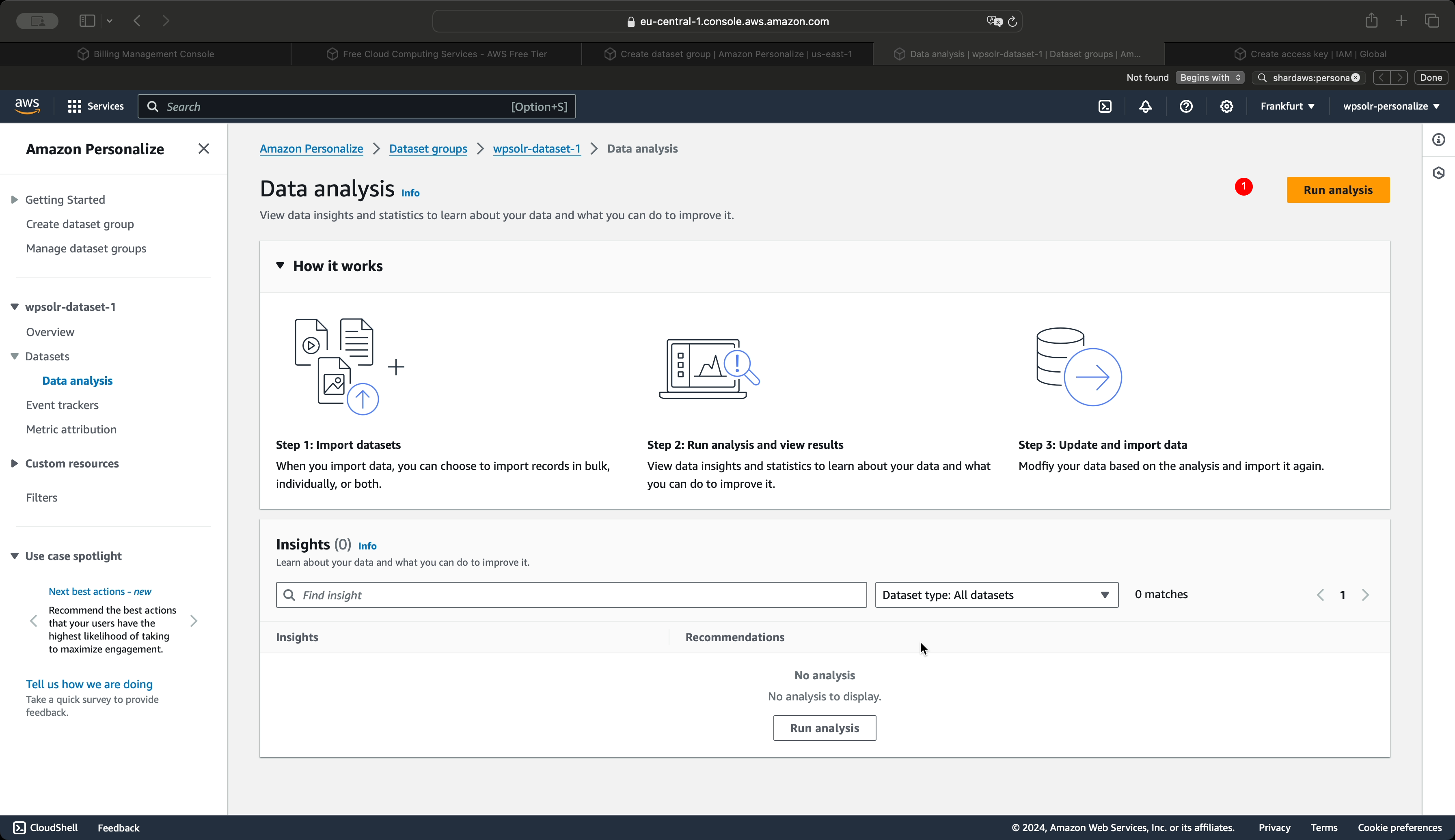 Image wpsolr-amazon-personalize-start-analysis.png of Amazon Personalize