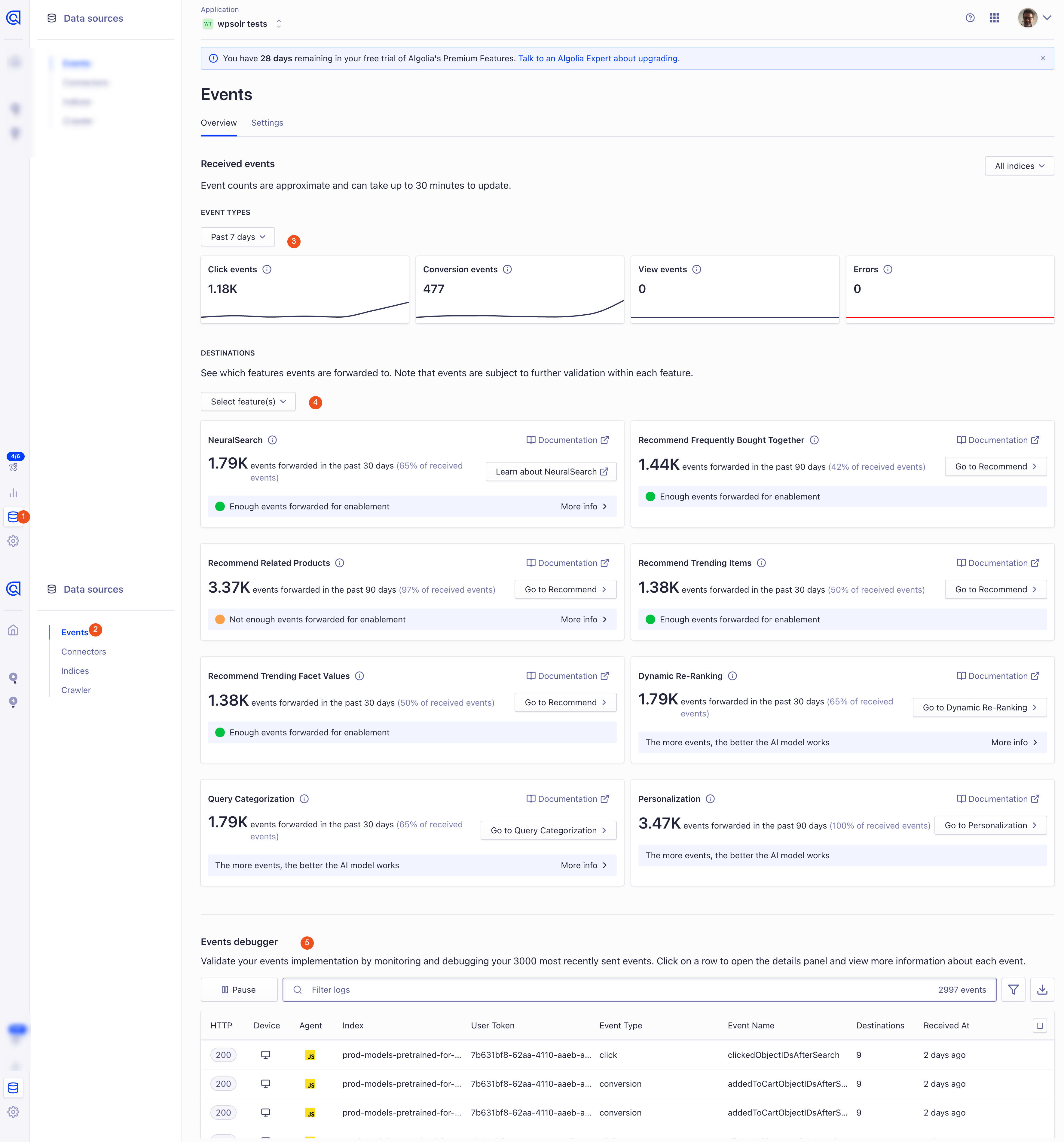 Image wpsolr-enterprise-algolia-account-events.png of Algolia recommendations guide