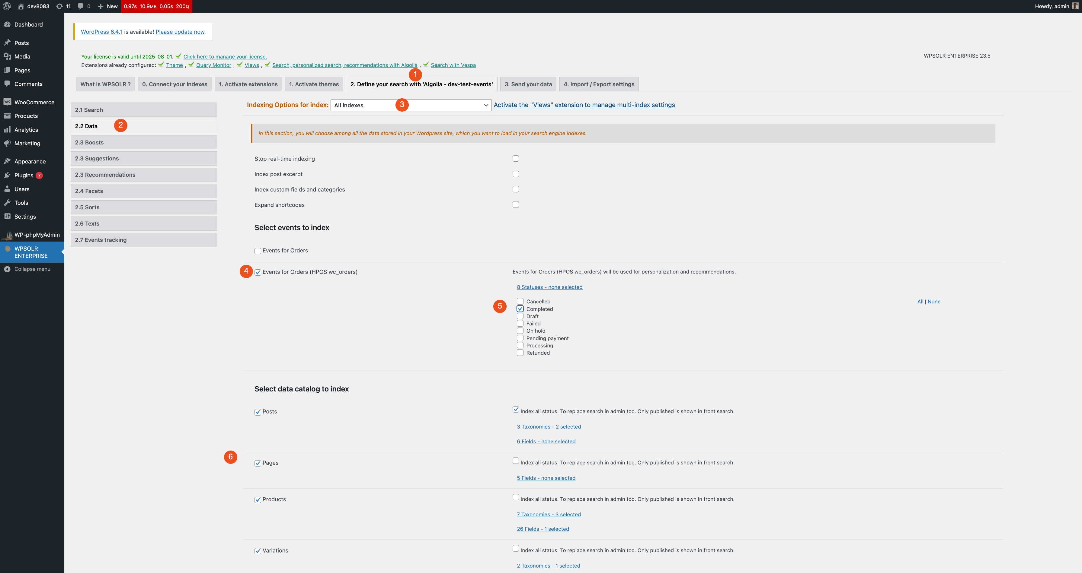 Image wpsolr-enterprise-settings-index-events.png of Algolia - Recommend and Personalized search