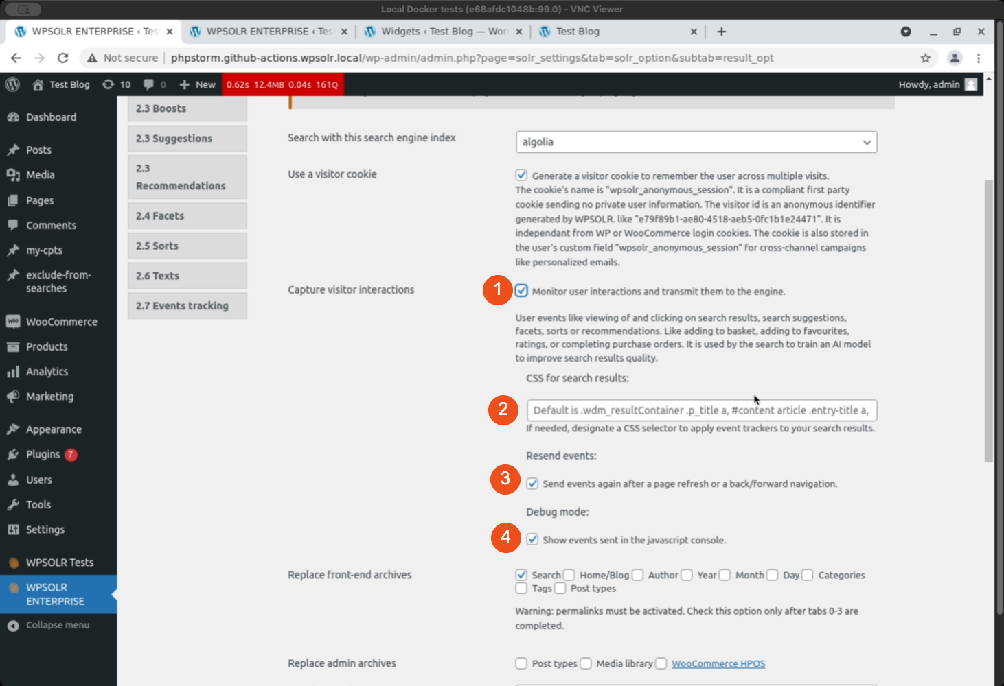 Image wpsolr-enterprise-settings-search-send-events.png of Algolia - Recommend and Personalized search