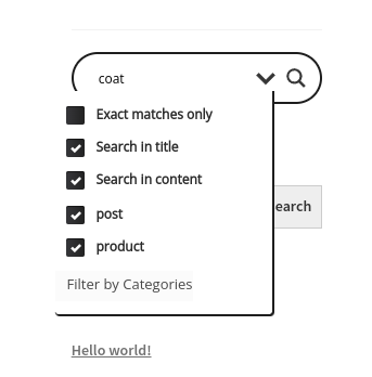 Ajax search lite filters example