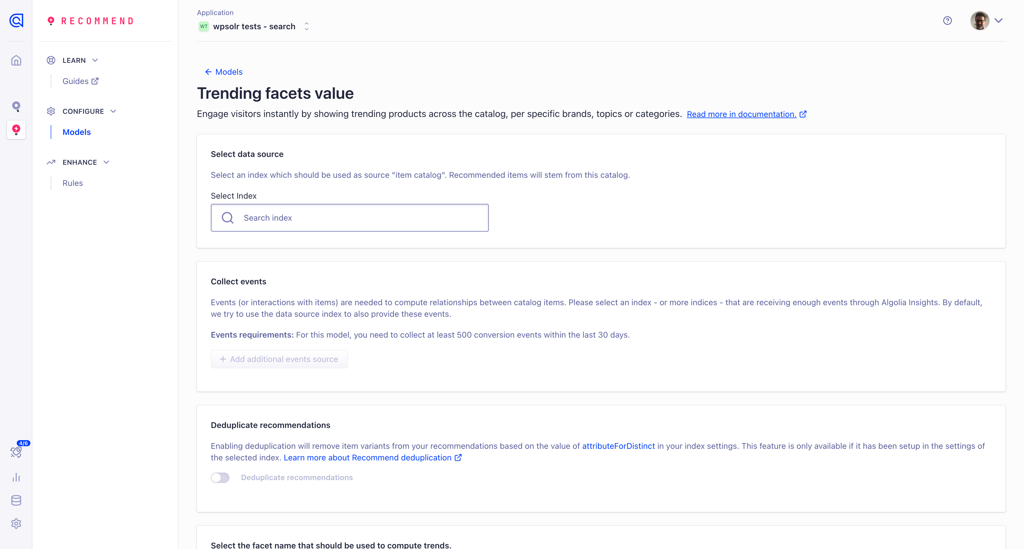 Image algolia-model-trending-facet-values.png of Algolia recommendations guide