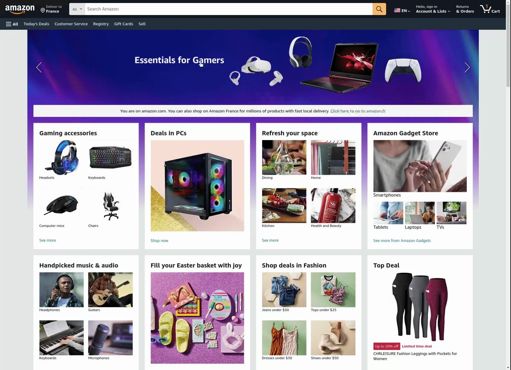 Example of a search in Amazon (complete with Ajax search & facets)