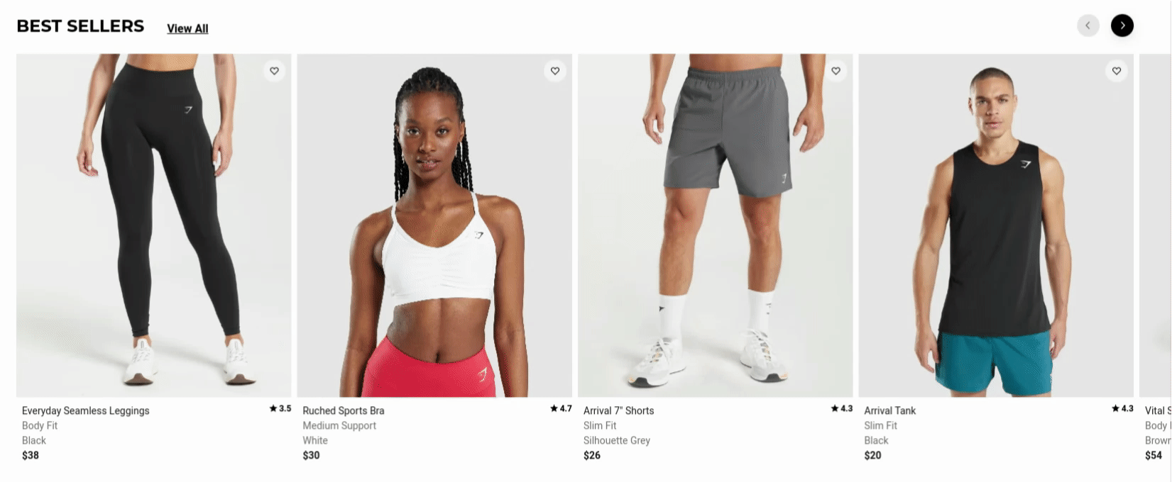 Algolia AI recommendations (trending) in Gymshark