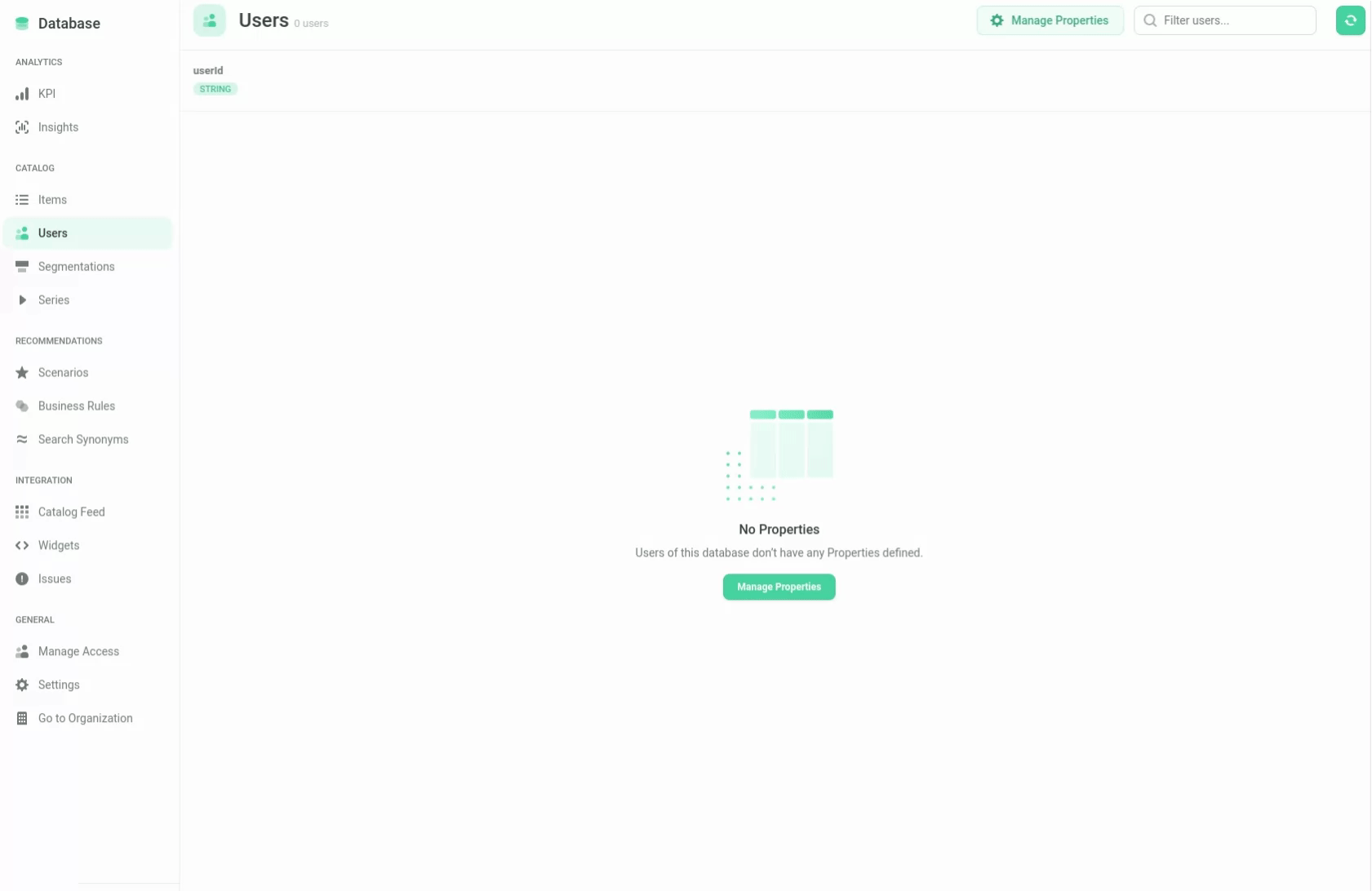 Recombee dashboard - The items have been created