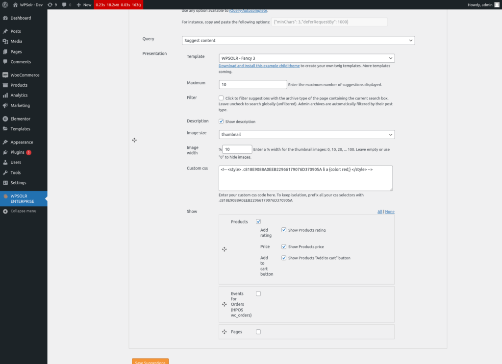 Choose which Woocommerce data to display