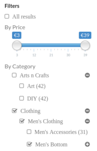 WPSolr Wordpress facets example