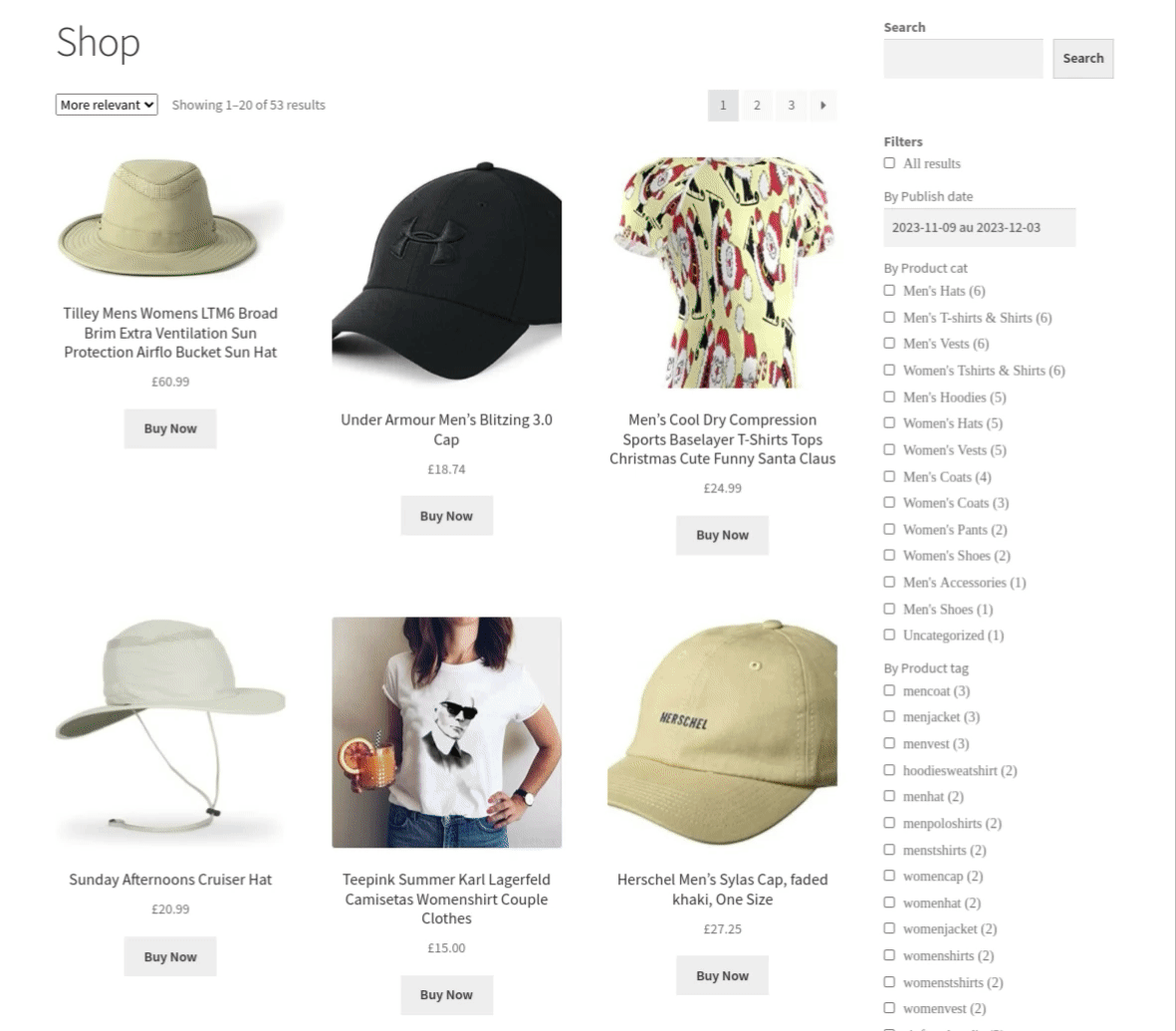 wpsolr Woocommerce facets example
