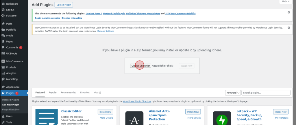 Upoad the WPSolr zip file to WordPress