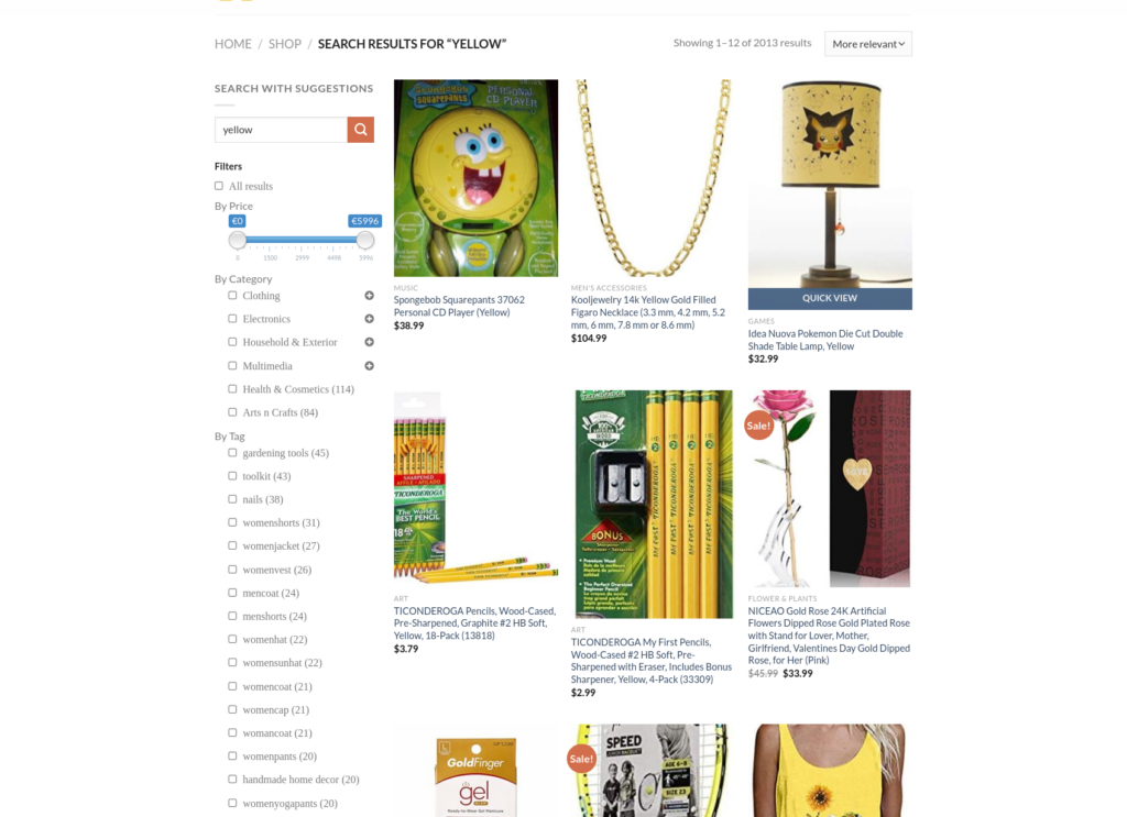 WPSolr demo screenshot : add image search to Woocommerce using Weaviate and Clip model
