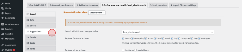 Click on the "2.3 suggestions" tab.