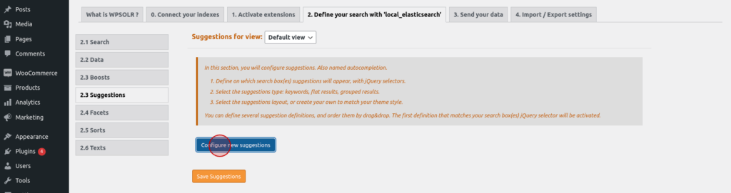Create a new suggestion by clicking on the button.