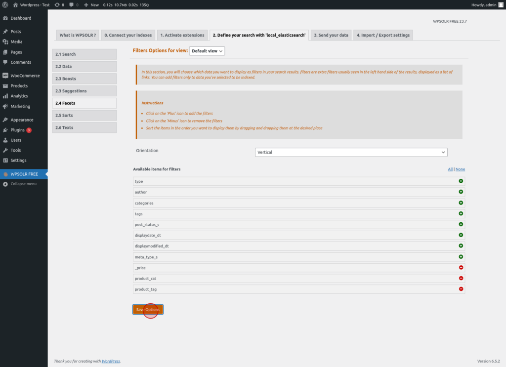 WPSolr : save selected facets