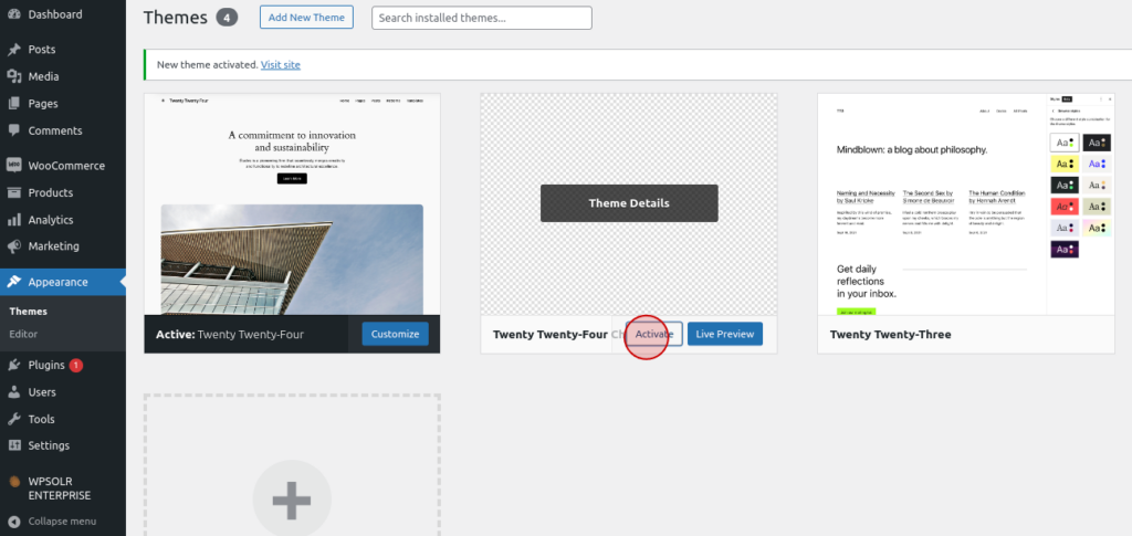 Image activate_child_theme-e1718359080375-1024x485.png of Create your Custom Templates for Citations, Suggestions, Related Posts & Recommendations