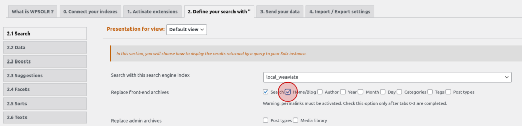 Select the archives to replace with WPSolr search