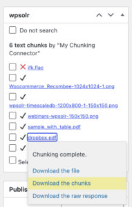 Image wpsolr-chunking-metabox-success-links-popup-191x300.png of Configure WPSOLR Parsing and Chunking