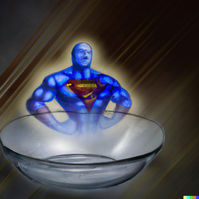 DALL·E 2023-01-02 16.05.03 - a crystal bowl containing a superheroe, digital art, no bckground
