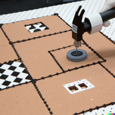 DALL·E 2023-01-07 13.42.04 - a robot uses a hammer to make squares fit to round holes