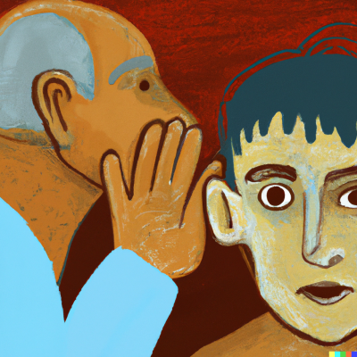 DALL·E 2023-04-19 11.50.14 - a man whispering to a deaf man, art work