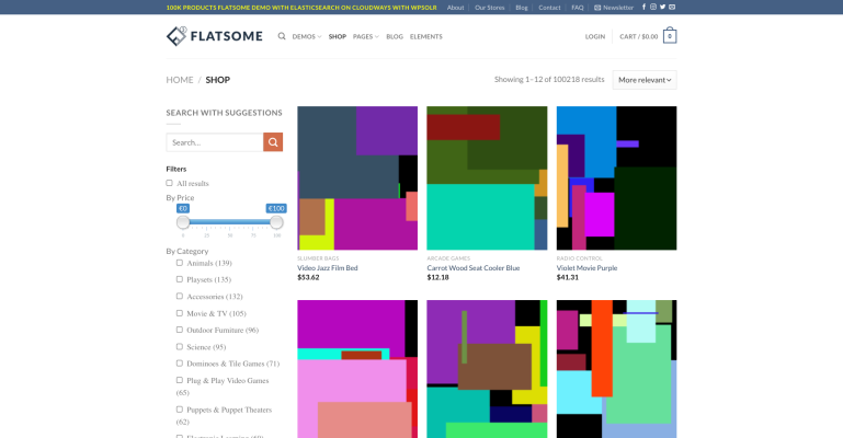 demo woocommerce flatsome 100 thousand products