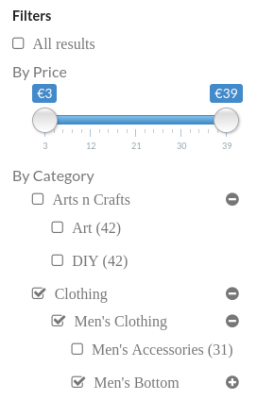 WPSolr Wordpress facets example